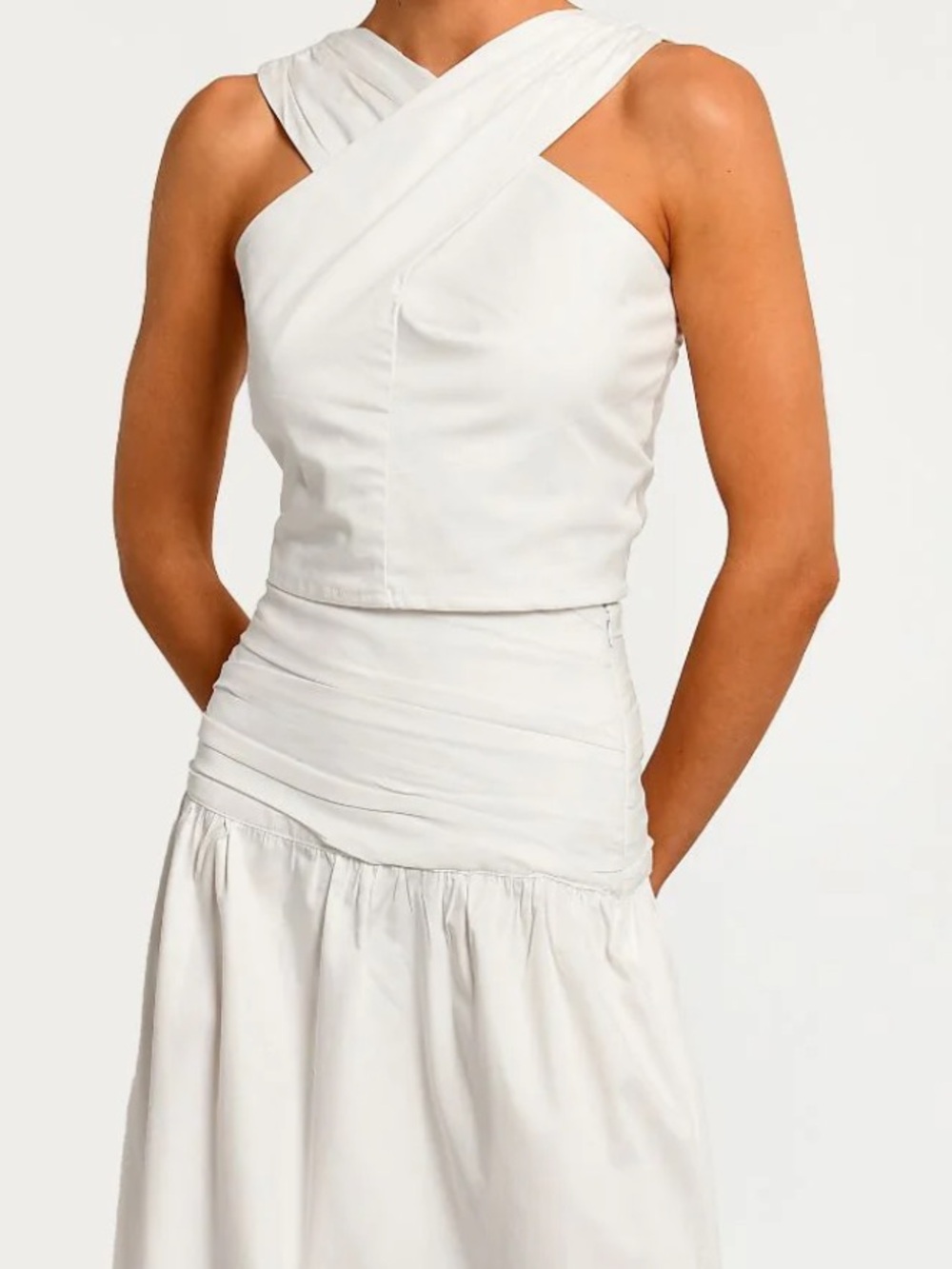 Encantadore Cate Ivory Sleeveless Crisscross Neck Tie Back Top NWT S/M/L